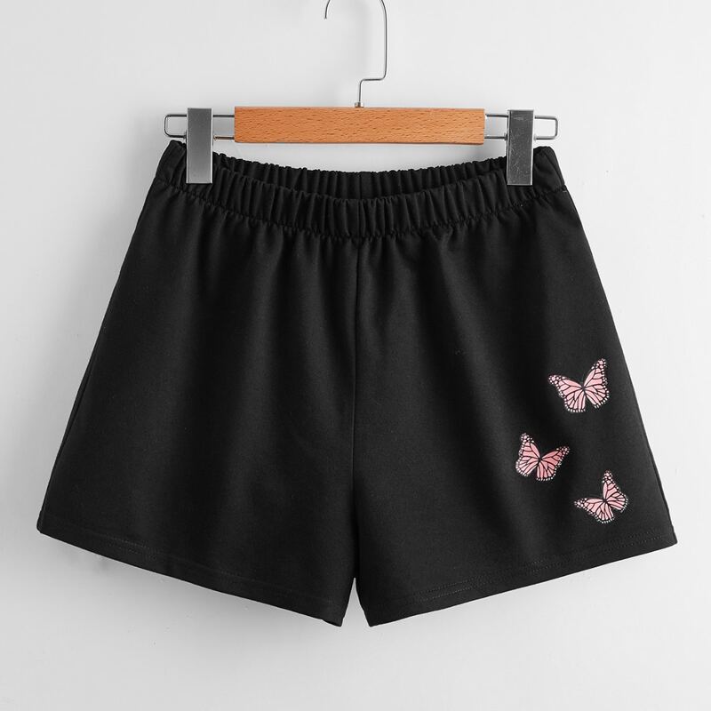

Butterfly Graphic Shorts, Black