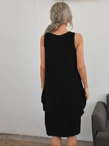 SHEIN LUNE Letter Graphic Tank Dress - Black - View 2