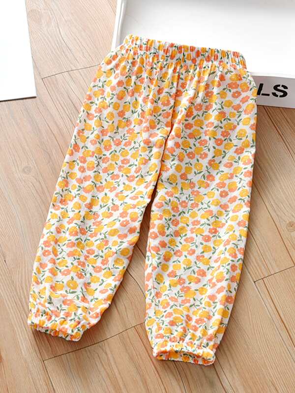Toddler Girls Allover Floral Print Tapered Pants