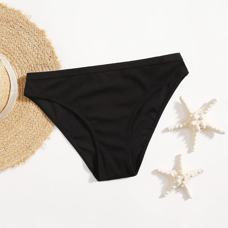 

Solid Rib Bikini Bottom, Black