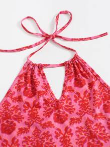 Soleia 自繫帶印花繞頸上衣 - 粉色 - 查看 4