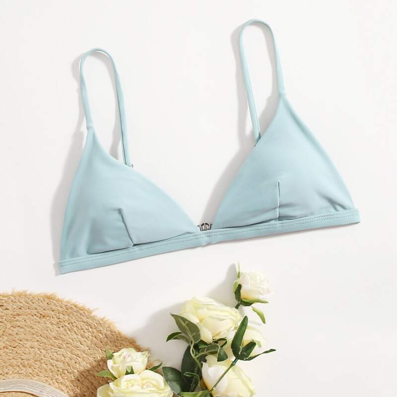 

Solid Triangle Bikini Top, Baby blue