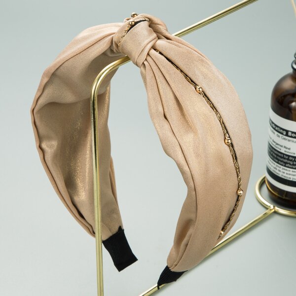 

Knot Design Wide Headband, Apricot