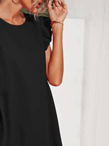 SHEIN Frenchy Ruffle Trim Dress - Black - View 4