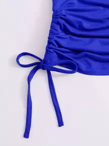 SHEIN EZwear 抽繩素色T恤 - 寶藍色 - 查看 4