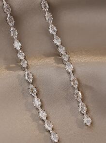 Andkiss Cubic Zirconia Decor Drop Earrings - Silver - View 3