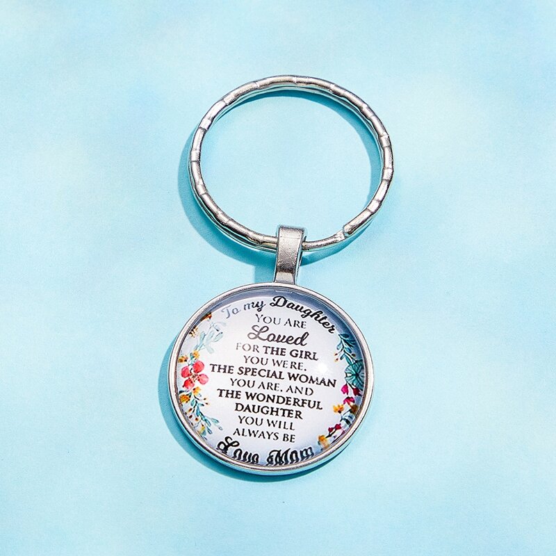 

Letter Graphic Round Charm Keychain, Multicolor