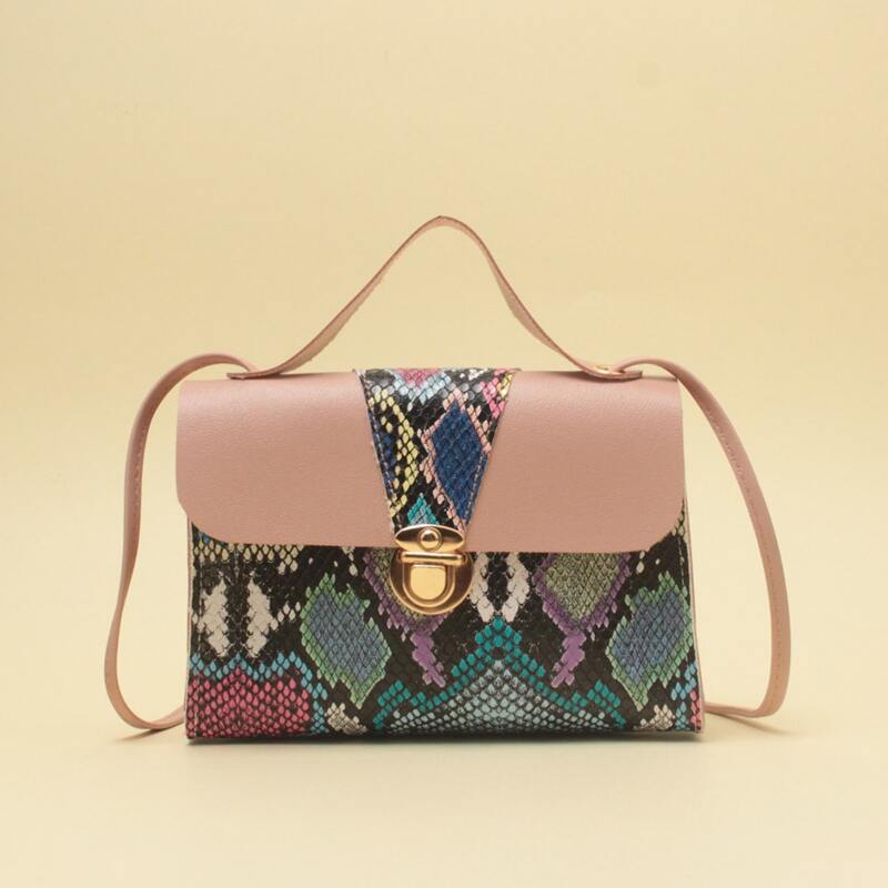 

Snakeskin Satchel Bag, Multicolor