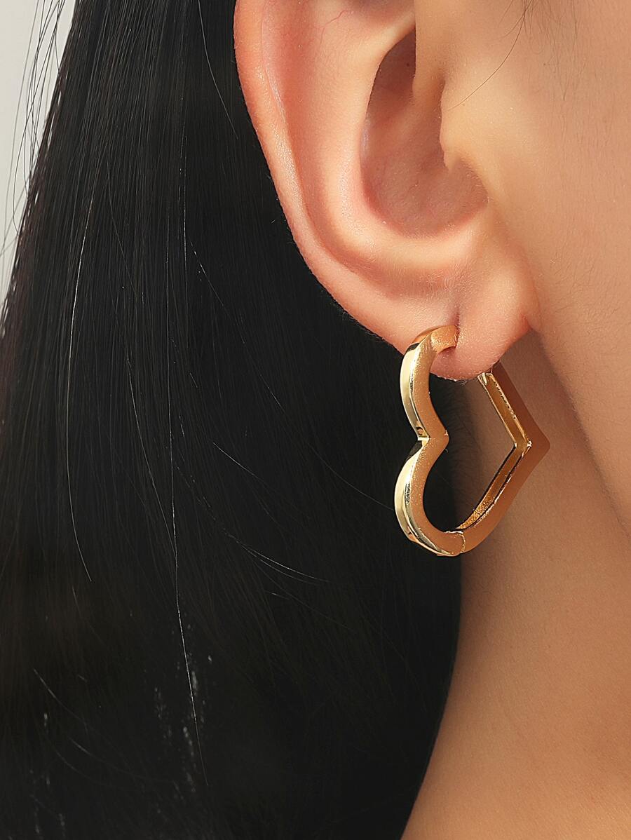 Pendientes de aro con corazón - Amarillo Oro - Ver 1