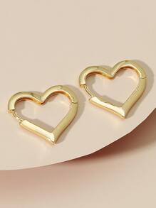 Pendientes de aro con corazón - Amarillo Oro - Ver 3