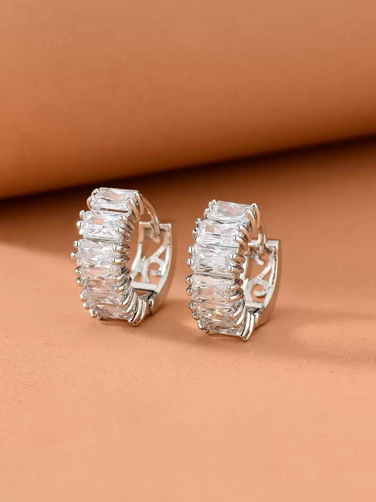 Vòng khuyên tai Khối Zirconia  Trang trí - Bạc - Xem 1