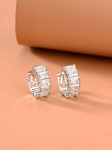 方晶鋯石裝飾耳環
