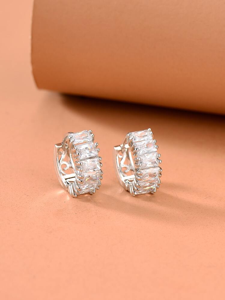 Vòng khuyên tai Khối Zirconia  Trang trí - Bạc - Xem 2
