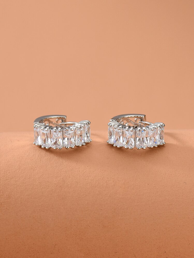 Vòng khuyên tai Khối Zirconia  Trang trí - Bạc - Xem 3