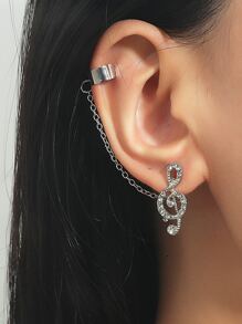 1pc Rhinestone Musical Note Decor Earring - Silver - View 1