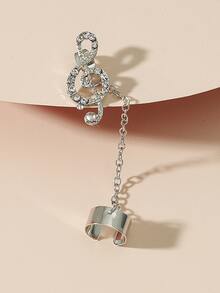 1pc Rhinestone Musical Note Decor Earring - Silver - View 2