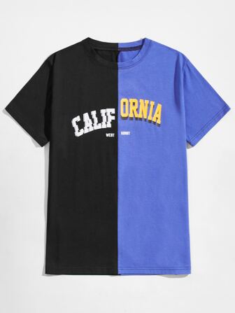 Hombres Camiseta con letra de dos tonos
