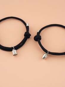 2pcs Couple Magnetic Bracelet - Black - View 2