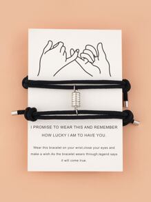 2pcs Couple Magnetic Bracelet - Black - View 5