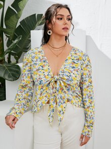 Calvaya Top con cordón delantero - Multicolor - Ver 1