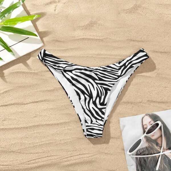

Zebra Stripe Bikini Panty, Black and white