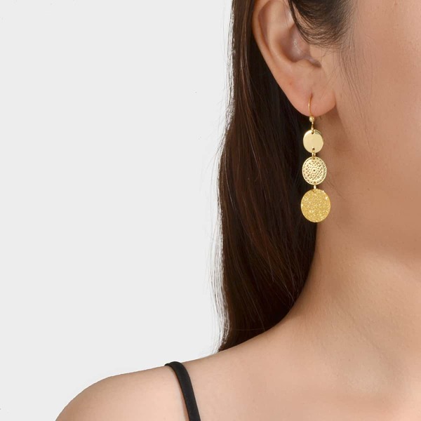 

Round Drop Earrings, Gold