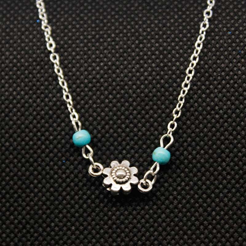

Floral Chain Anklet, Silver