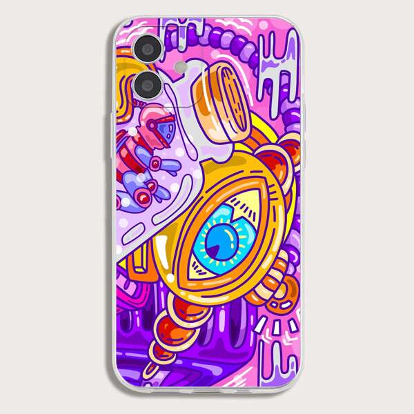 

Cartoon Graphic Phone Case, Hot pink