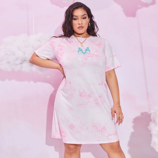 

Plus Butterfly Print Tie Dye Nightdress, Multicolor