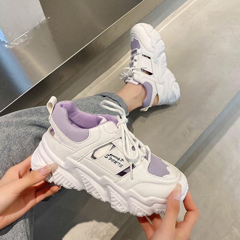 

Cut Out Lace-up Chunky Sneakers, White