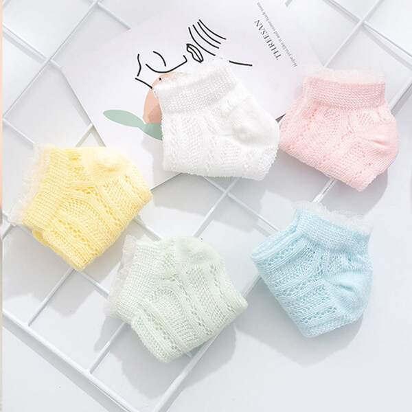 

5pairs Baby Solid Socks, Multicolor