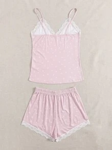 蕾丝边圆点睡衣套装 / 睡衣套装