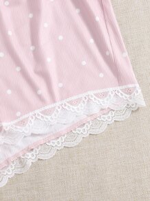 蕾丝边圆点睡衣套装 / 睡衣套装