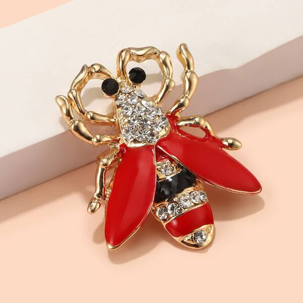 

Rhinestone Animal Brooch, Red