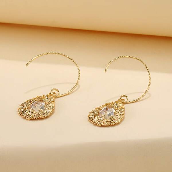 

Zircon Water Drop Earrings, Gold
