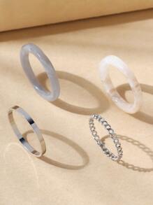 4 Anillos Con Tallado En Hueco - Multicolor - Ver 1