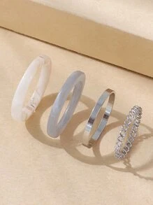 4 Anillos Con Tallado En Hueco - Multicolor - Ver 3