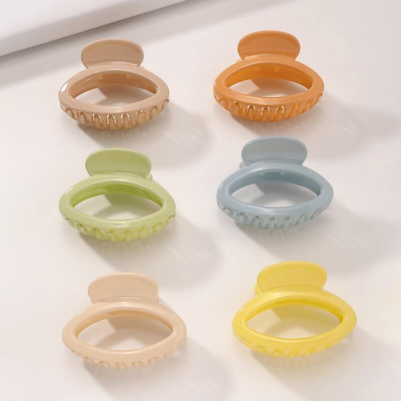 

6pcs Solid Hair Claw, Multicolor