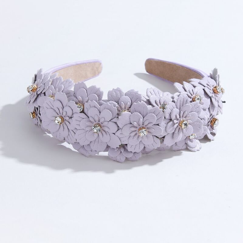 

Flower & Rhinestone Decor Headband, Purple