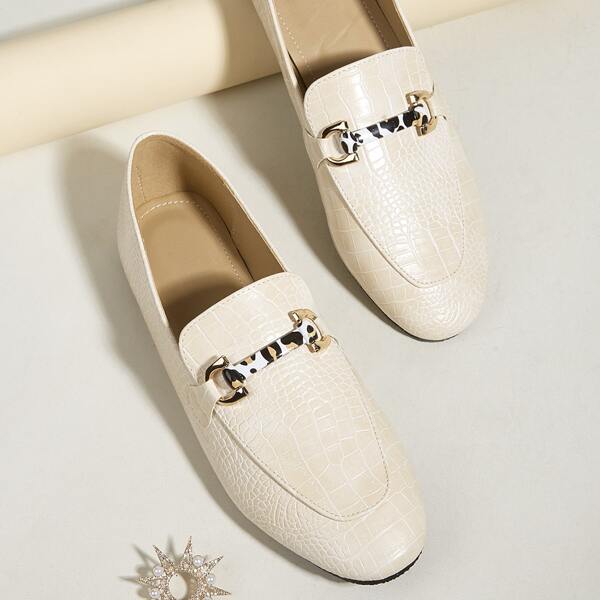 

Croc Embossed Loafers, Beige