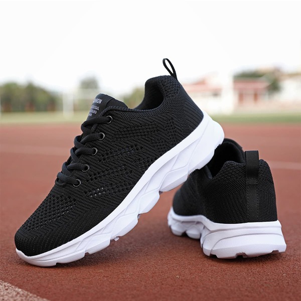 

Lace Up Front Knit Sneakers, Black