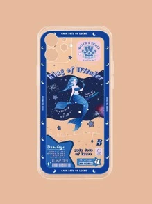 Mermaid Pattern Clear Phone Case - Blue - View 1