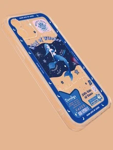 Mermaid Pattern Clear Phone Case - Blue - View 2