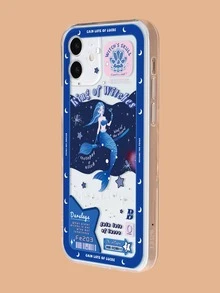 Mermaid Pattern Clear Phone Case - Blue - View 5