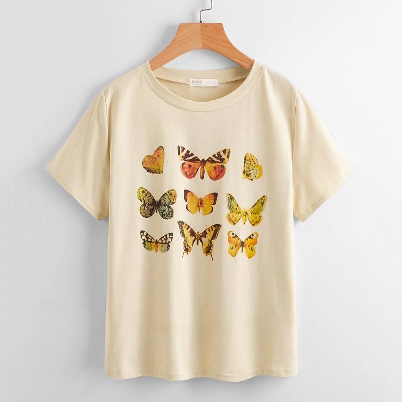 

Butterfly Graphic Tee, Beige