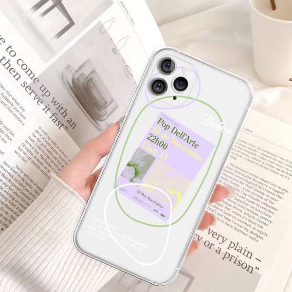 

Letter Graphic Clear Phone Case, Multicolor