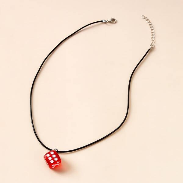 

Dice Charm Necklace, Multicolor