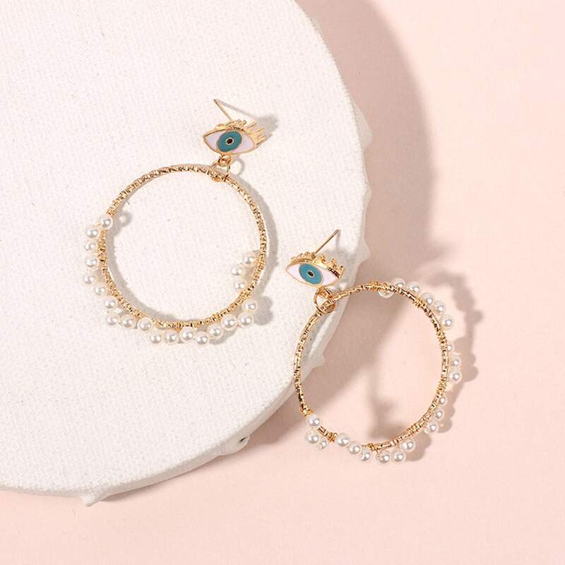 

Eye Decor Drop Earrings, Gold