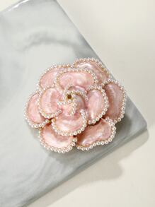 Broche Con Diseño De Flor Y Decoración De Perlas Falsas - Rosa - Ver 2