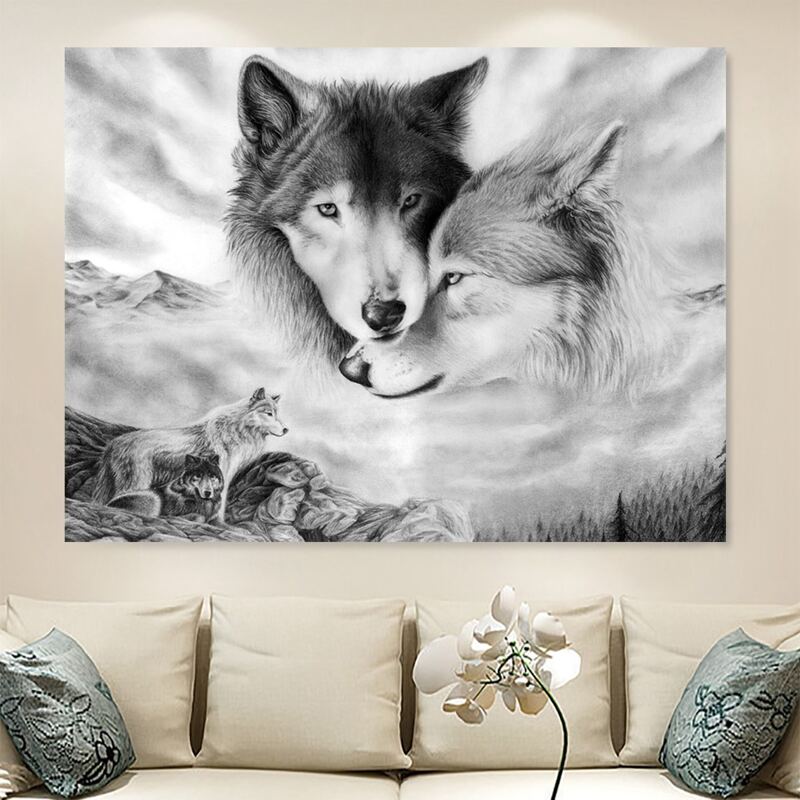 

Wolf Print Unframed Painting, Multicolor
